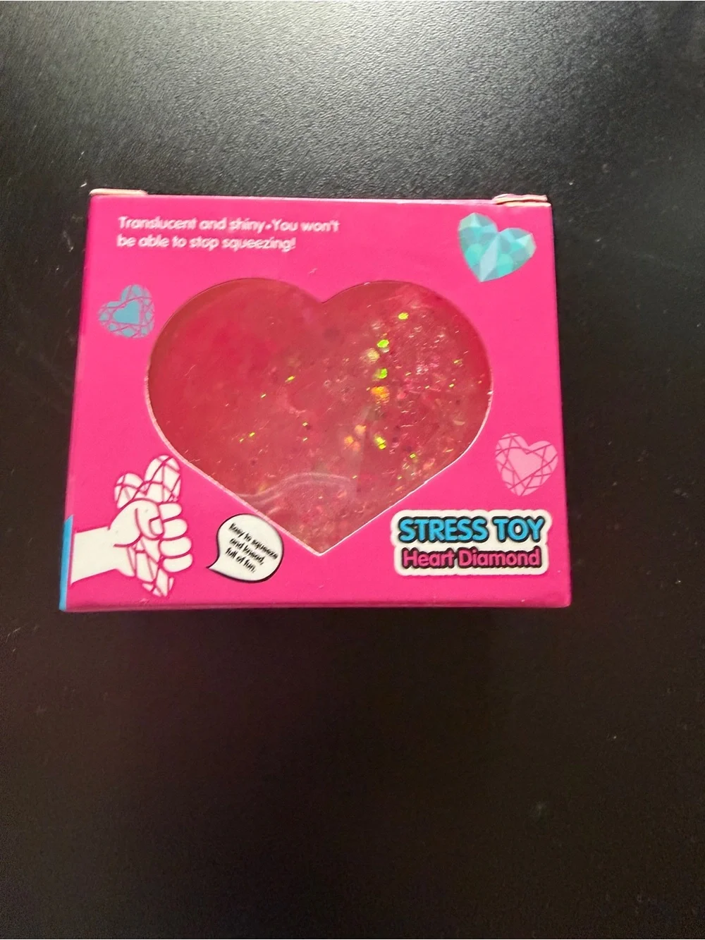 New Squishy Stress Toy Pink Glitter Sugar Heart 3+ Fidget Tactile Sensory